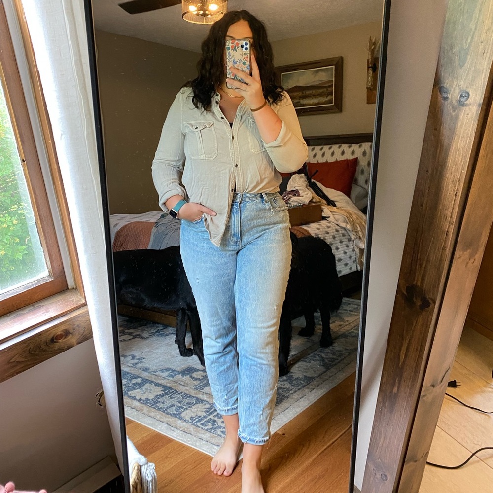 American Eagle Grey Button Down Shirt